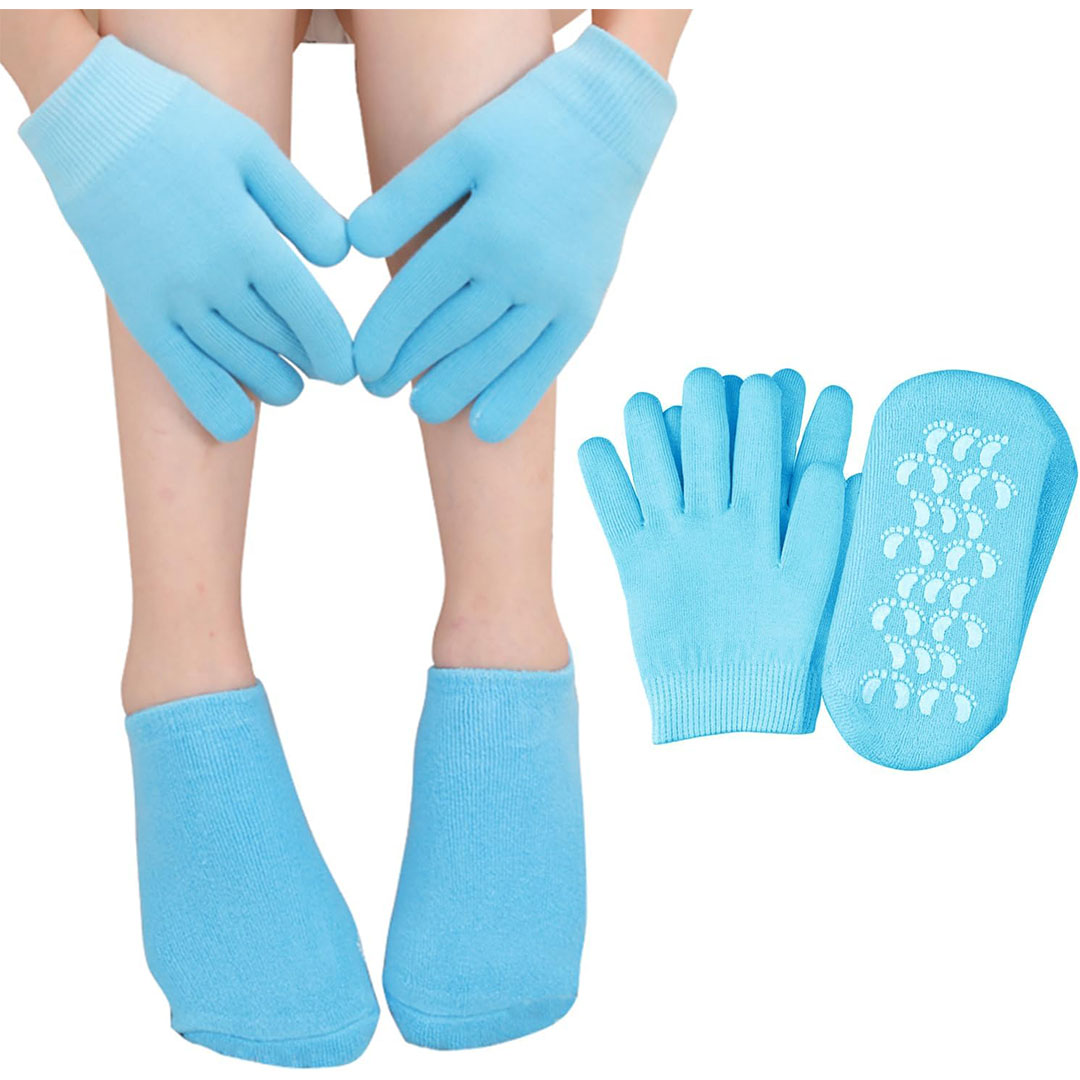 شراب وقفاز علاجي لترطيب الجلد - أزرق