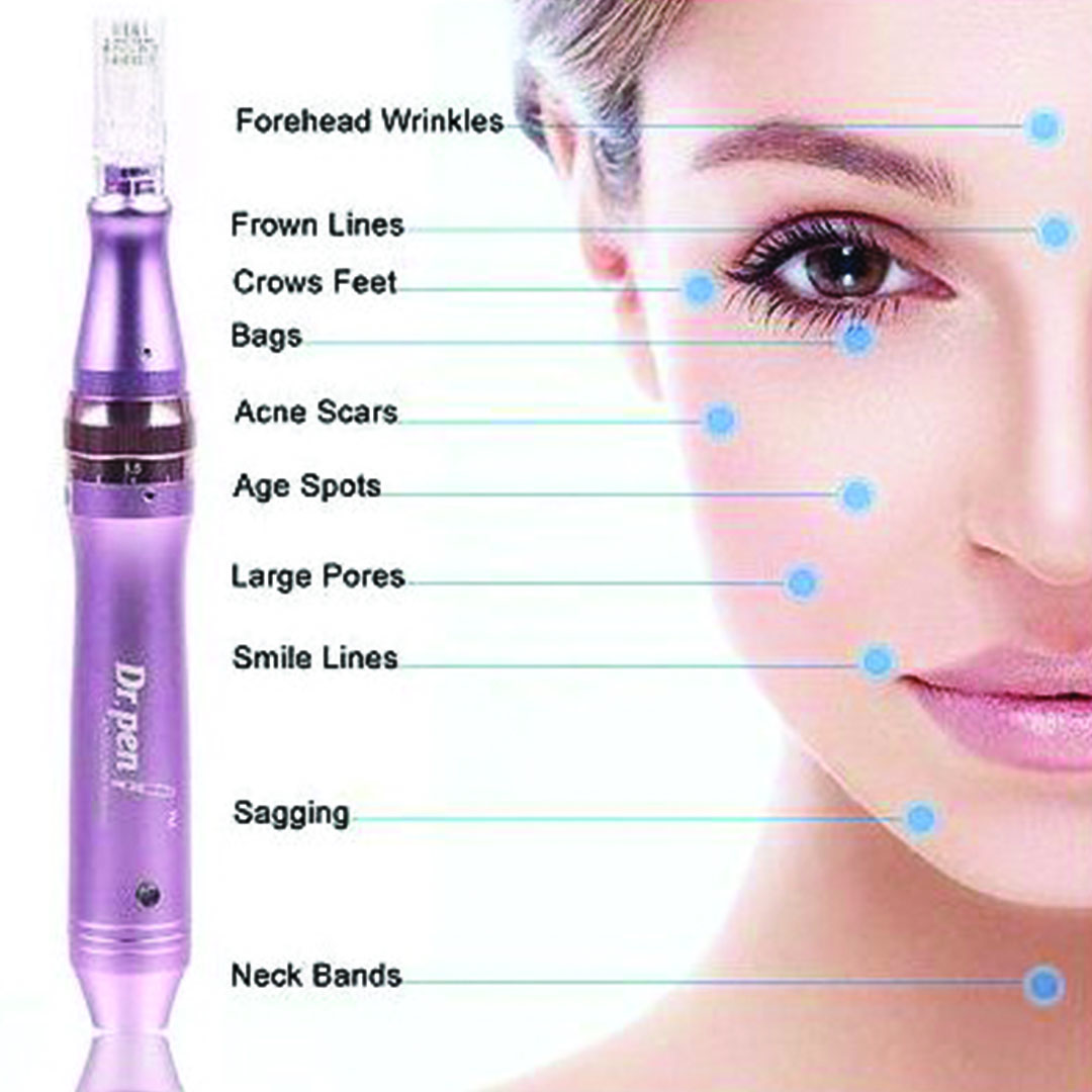 ابرة ديرما بن للعناية بالبشرة - 12 إبرة - 5 قطع - أزرق