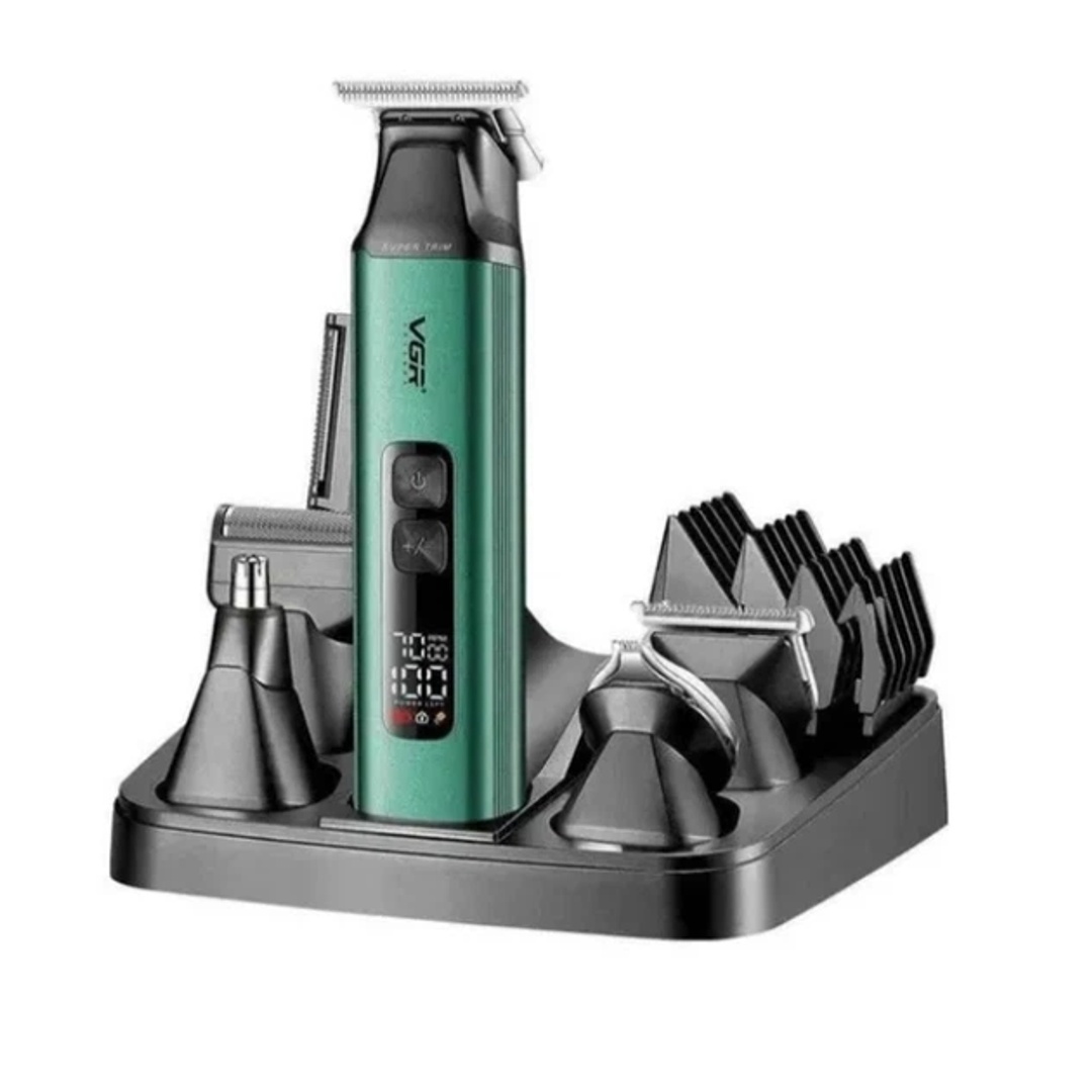 مجموعة حلاقة وعناية بالدقن والشعر للرجال في جي ار - أخضر - V-117