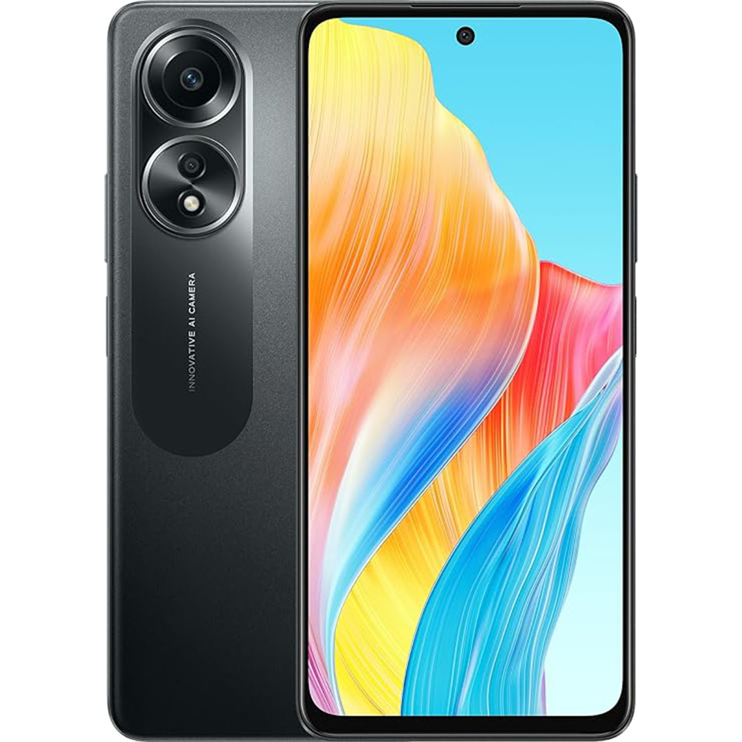 اوبو A58 موبايل - 128/6 جيجا - شريحتين - 4G - أسود - tb-25