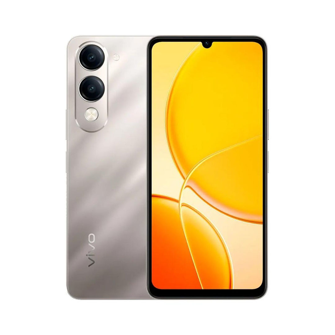 موبايل فيفو Y04 - 128/4 جيجا - 4G - ذهبي - سماعة أذن لا سلكية هدية