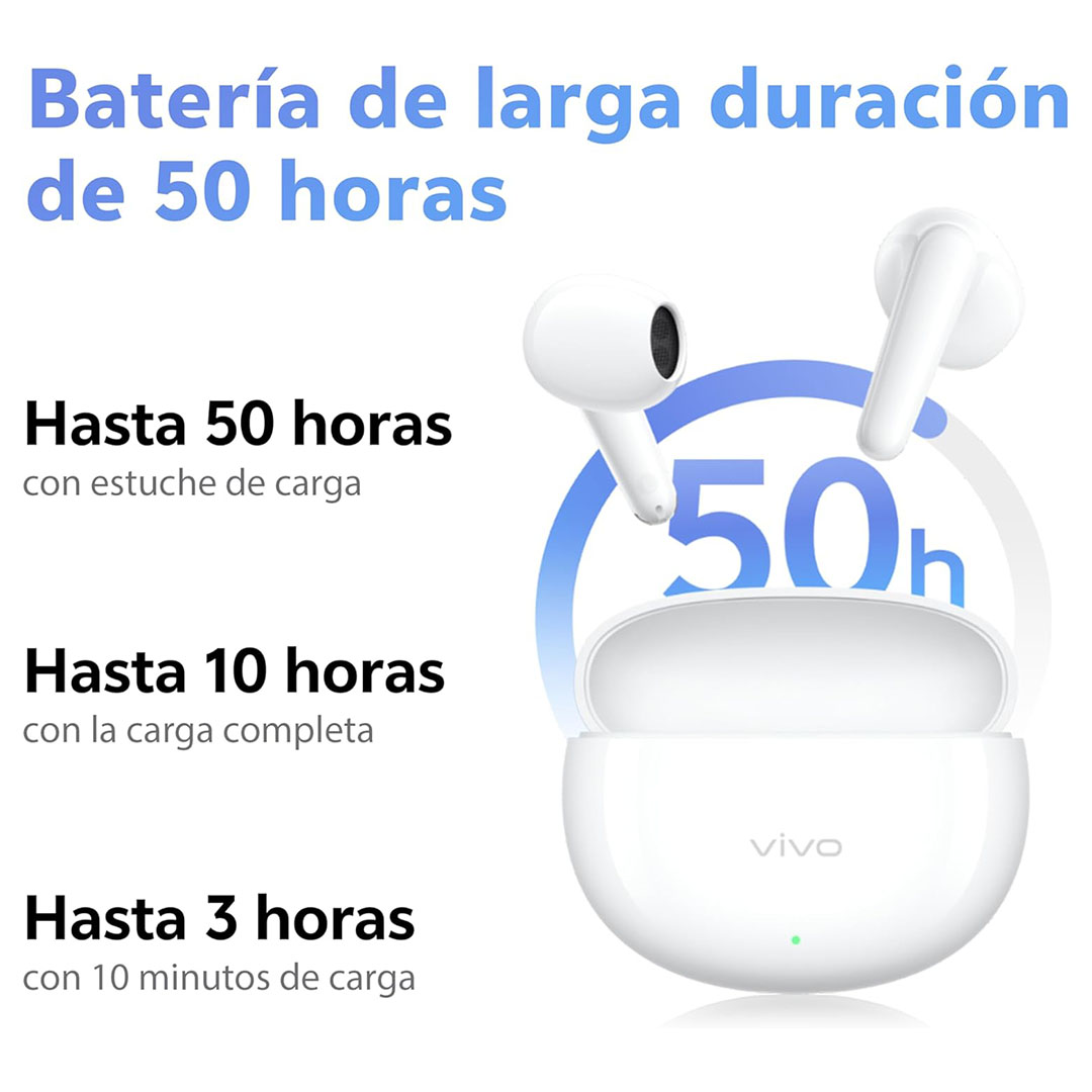 سماعات لاسلكية فيفو - حتي 50 ساعة - أبيض - buds air 3