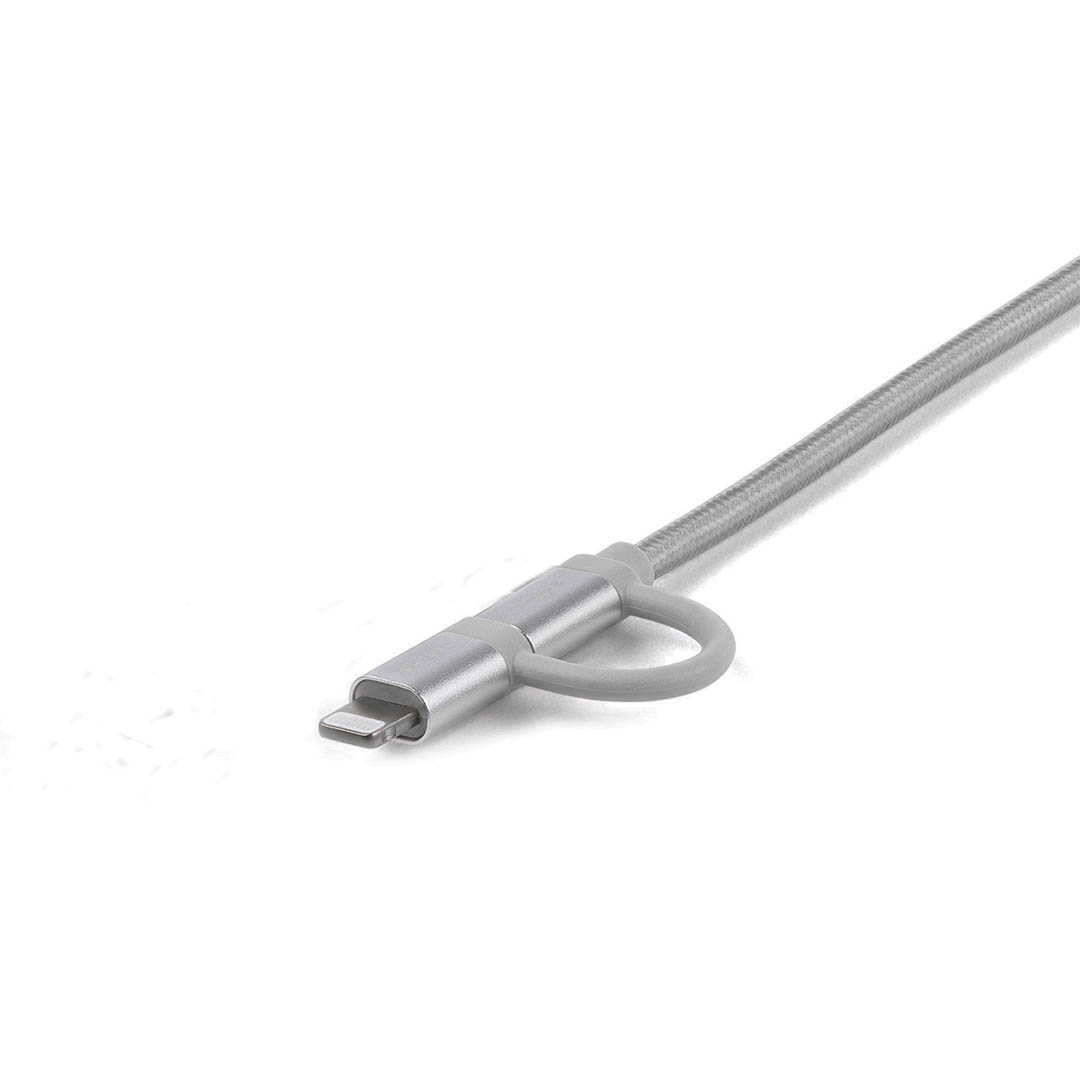 كابل شحن ونقل بيانات 2*1 - رمادي