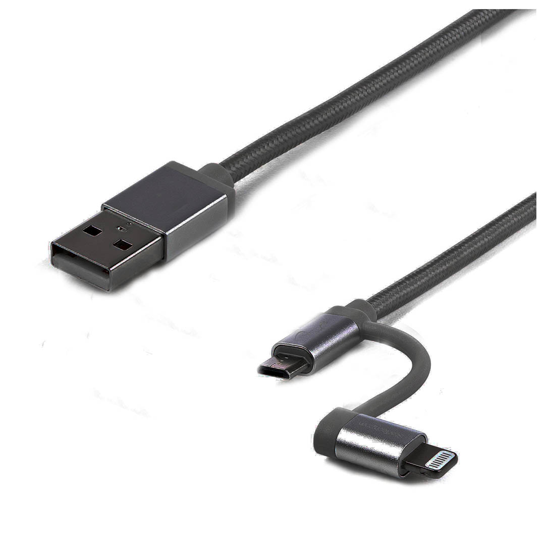 كابل شحن ونقل بيانات 2*1 - أسود