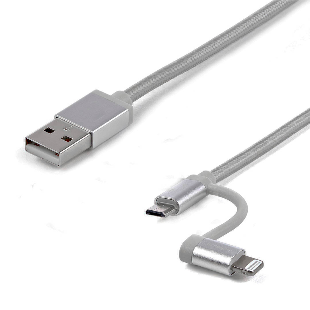 كابل شحن ونقل بيانات 2*1 - رمادي