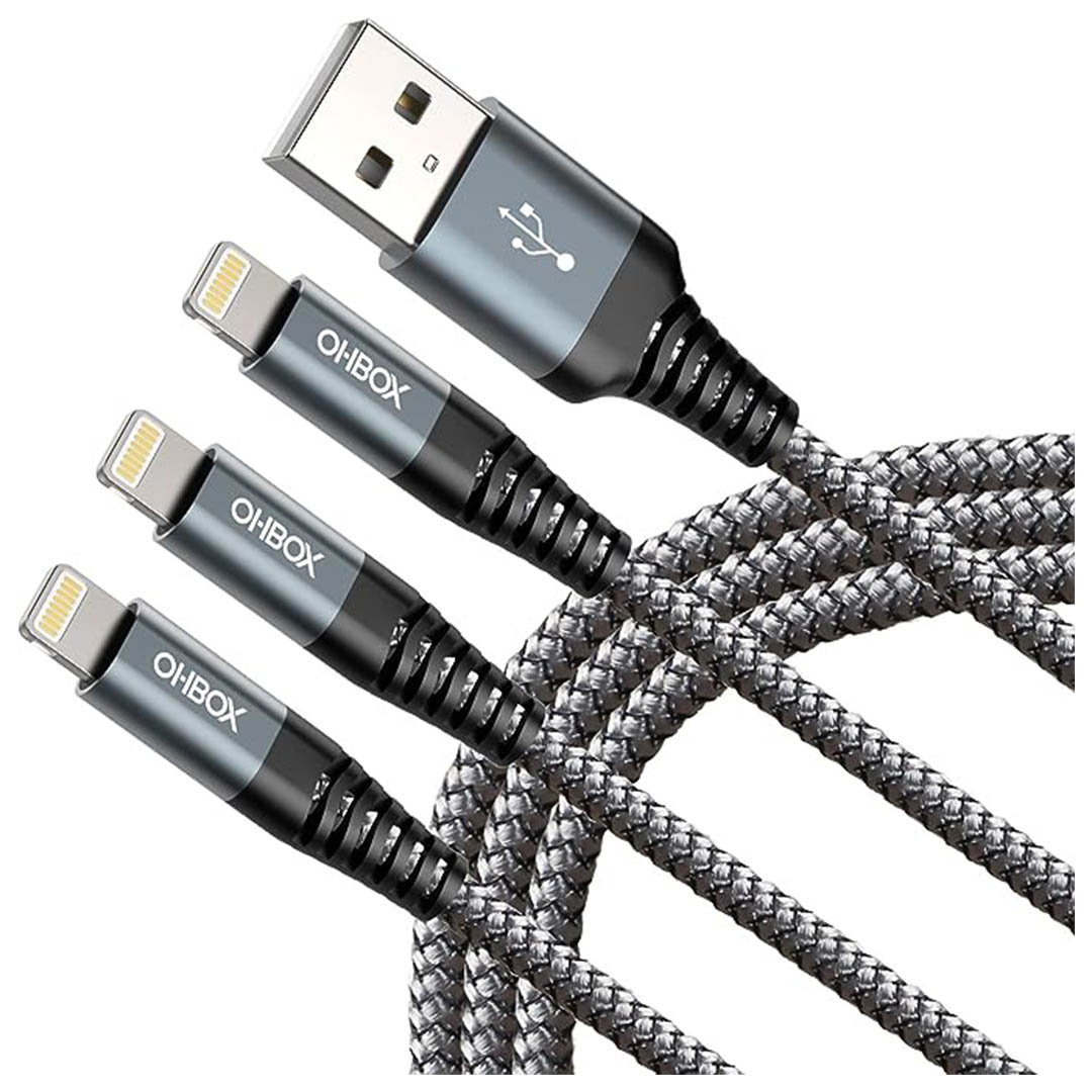 كابل شحن سريع USB/Lightning - 3 متر - رمادي