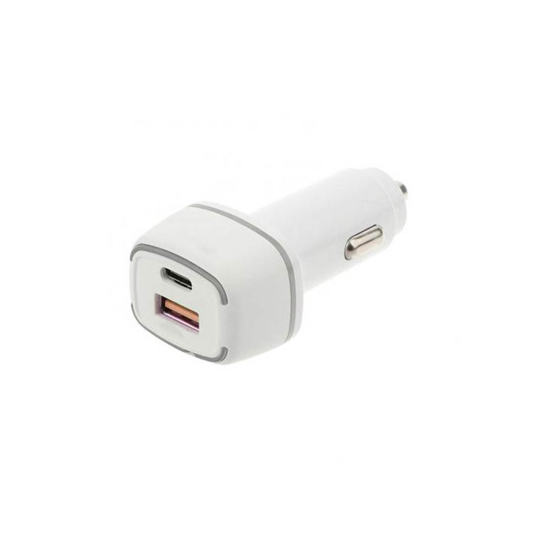 شاحن عربية 2 مخرج USB /Type-C - أبيض