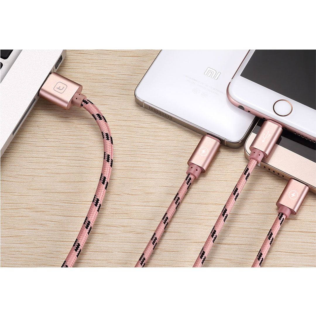 كابل شاحن USB/Micro - بينك