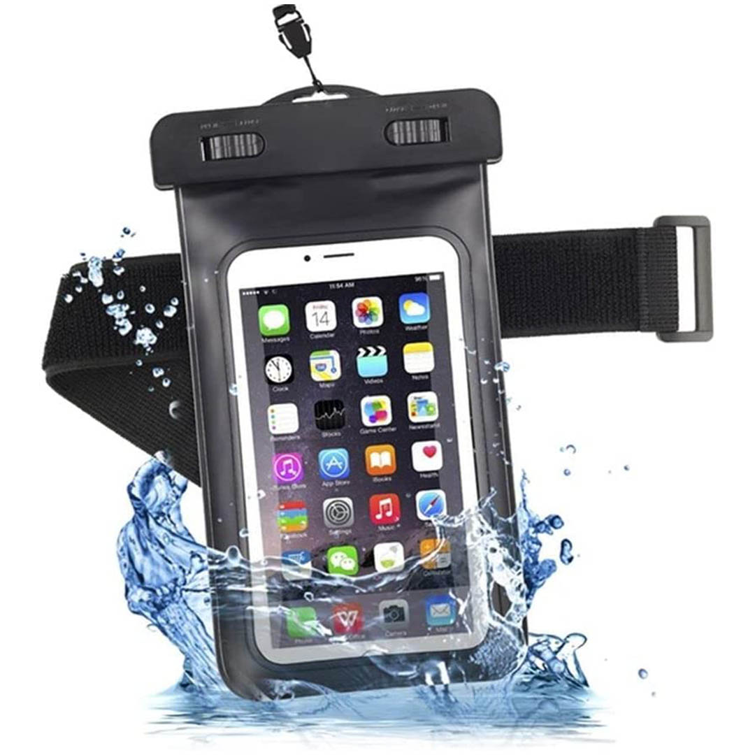 حافظة للموبايل مقاومة للمياة - 6.5 بوصة - شفاف