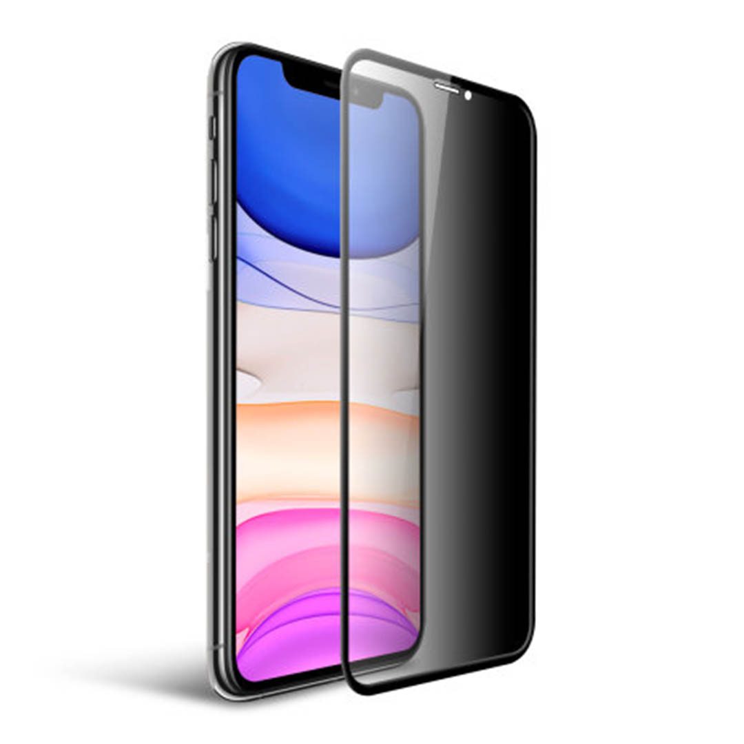 واقي شاشة زجاج لموبايل أيفون 11 - أسود
