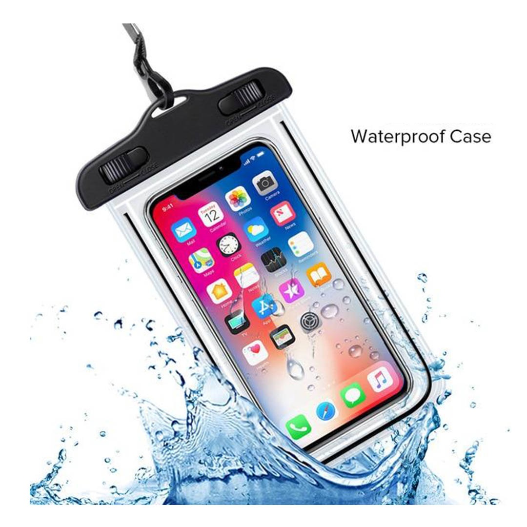 حافظة للموبايل مقاومة للمياة - 6.5 بوصة - شفاف