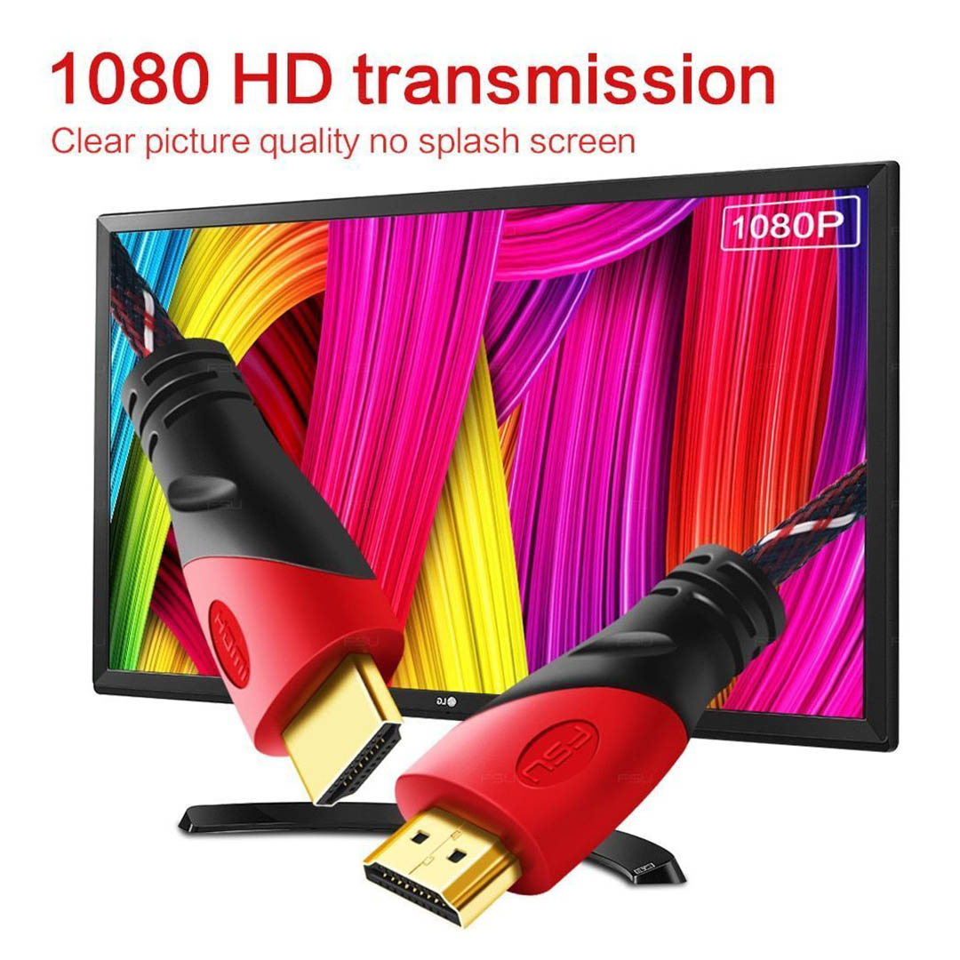 كابل HDMI عالي السرعة ذكر لذكر 1080p/2K/4K - 1.2 متر - أسود/أحمر