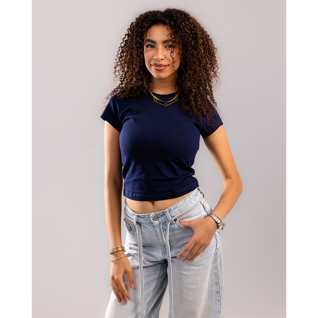 توب قصير حريمي قطن - كحلي