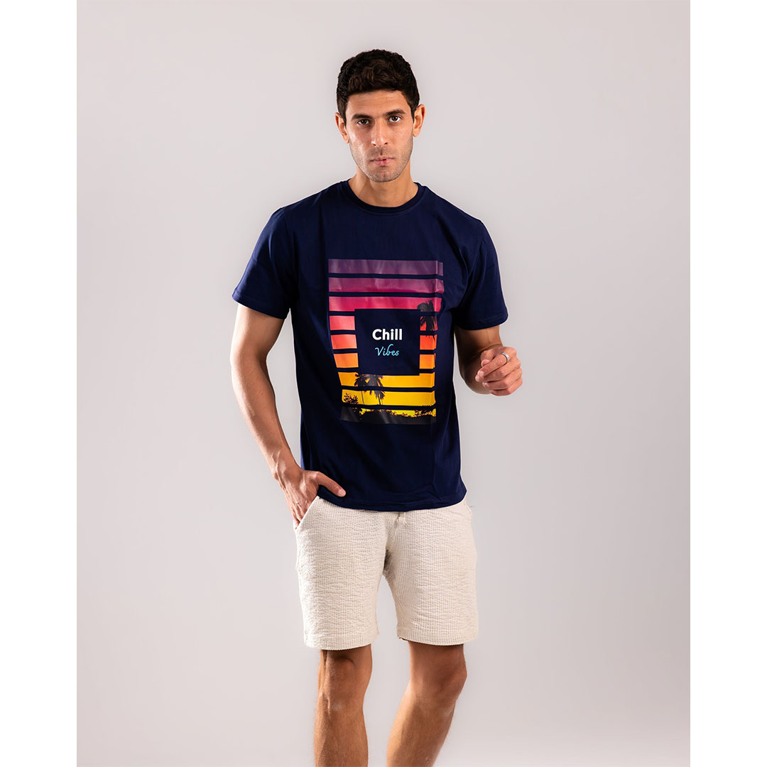 تيشيرت مخطط غروب الشمس رجالي