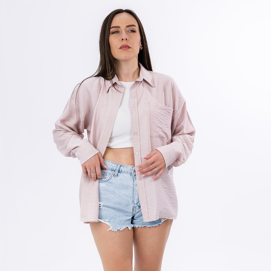 قميص حريمي كتان - أبيض