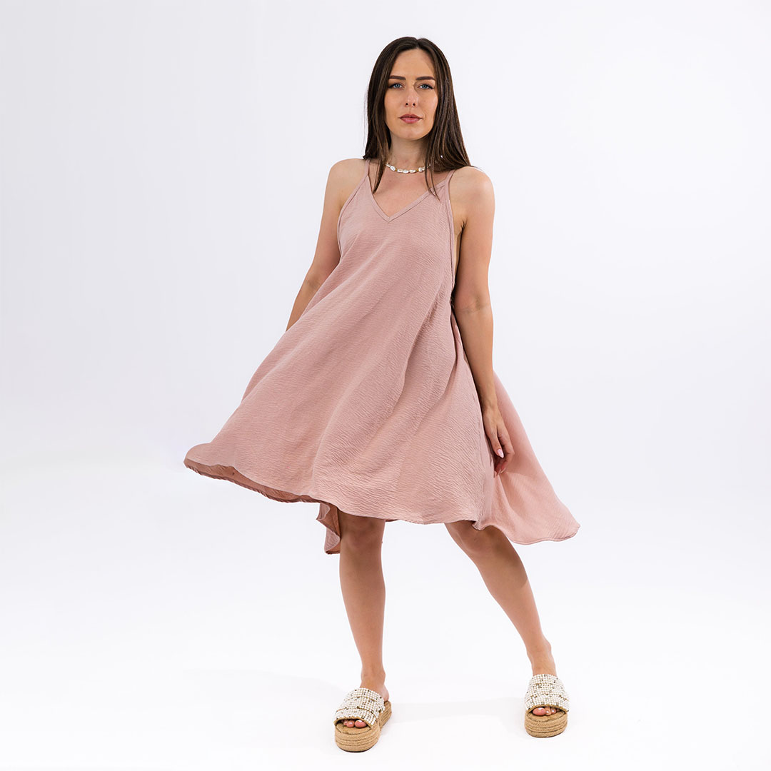 فستان بدون أكمام حريمي قصير - بينك