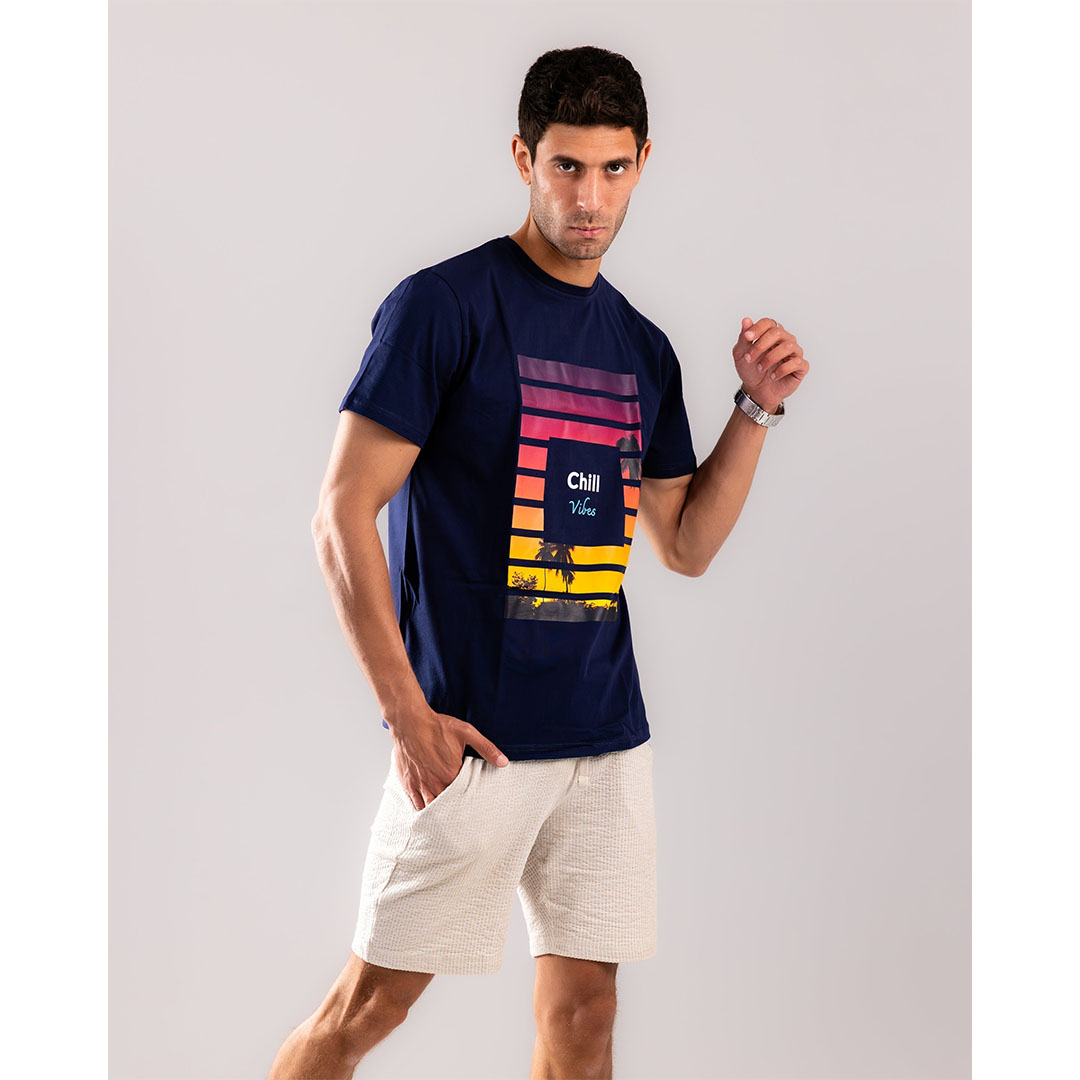 تيشيرت مخطط غروب الشمس رجالي