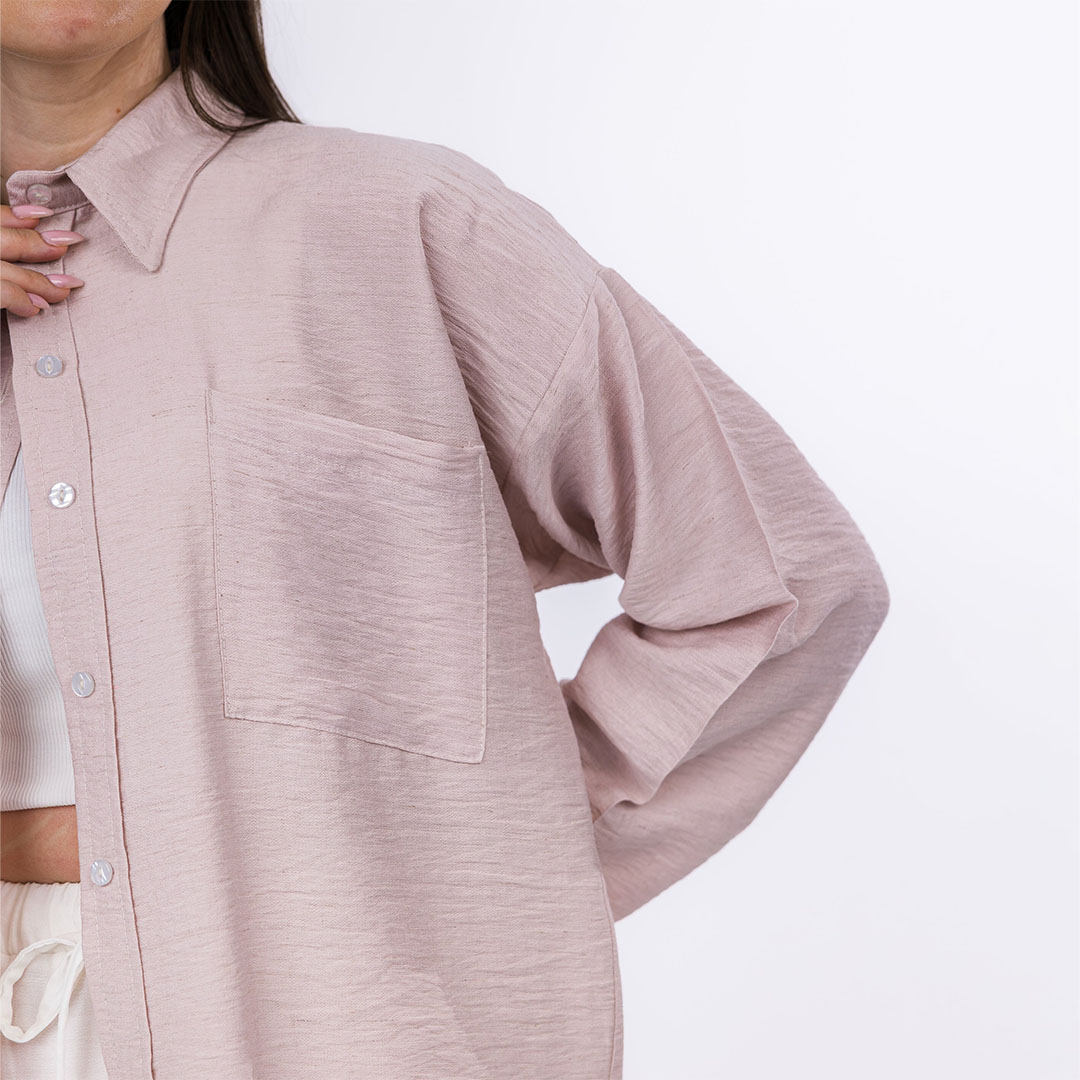 قميص حريمي كتان - أبيض