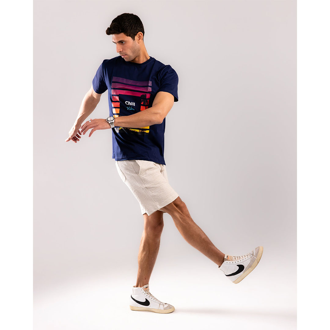 تيشيرت مخطط غروب الشمس رجالي