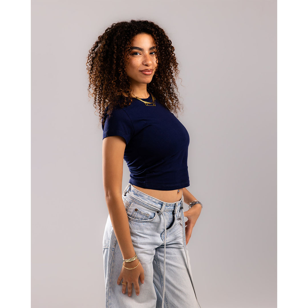 توب قصير حريمي قطن - كحلي