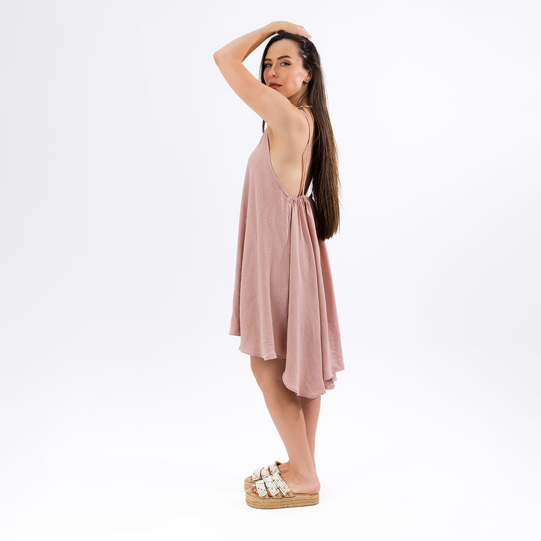 فستان بدون أكمام حريمي قصير - بينك