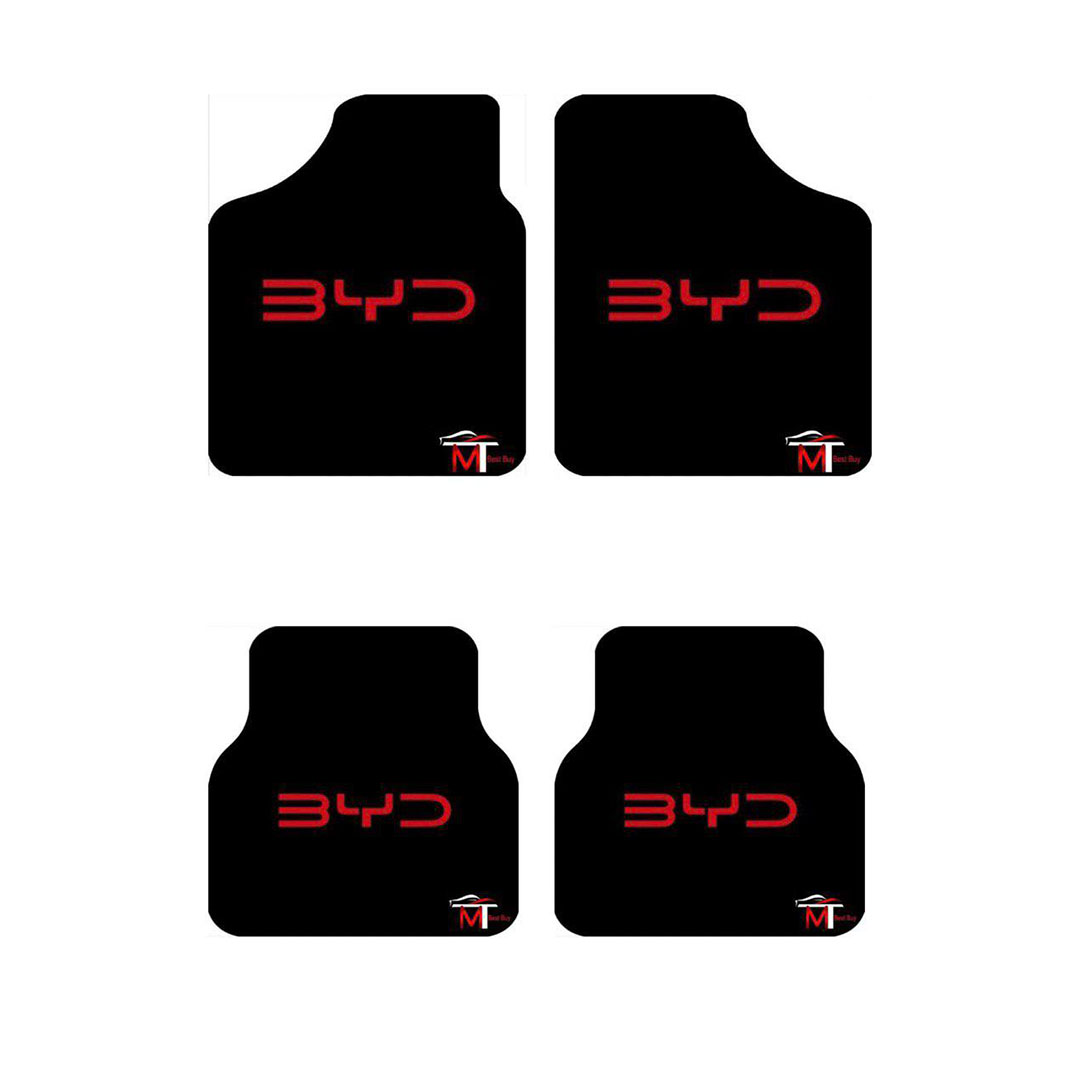 دواسة للسيارة - بي واي دي - 4 قطع - أسود