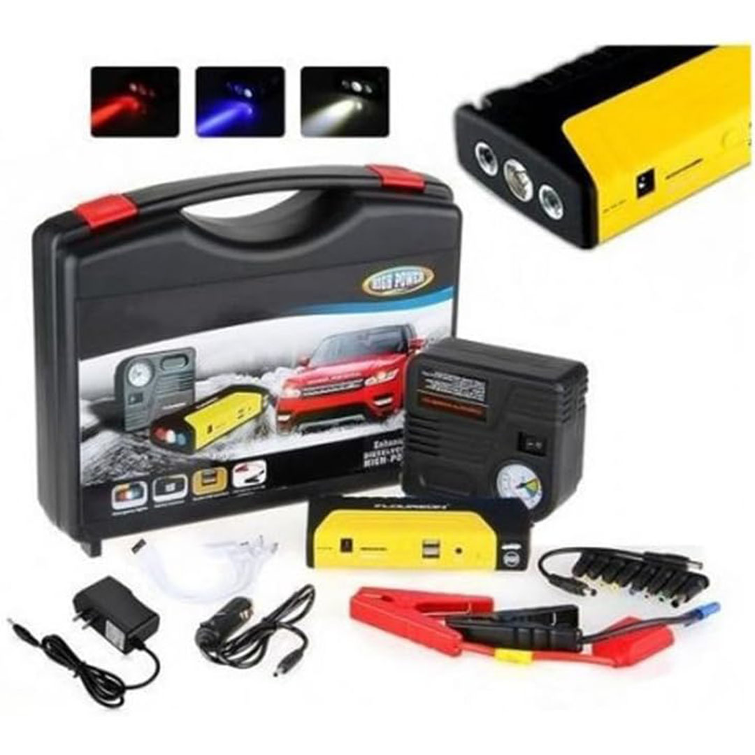 باور بانك للسيارة 68800 ميللى امبير مع منفاخ هواء - 2USB - متعدد الالوان