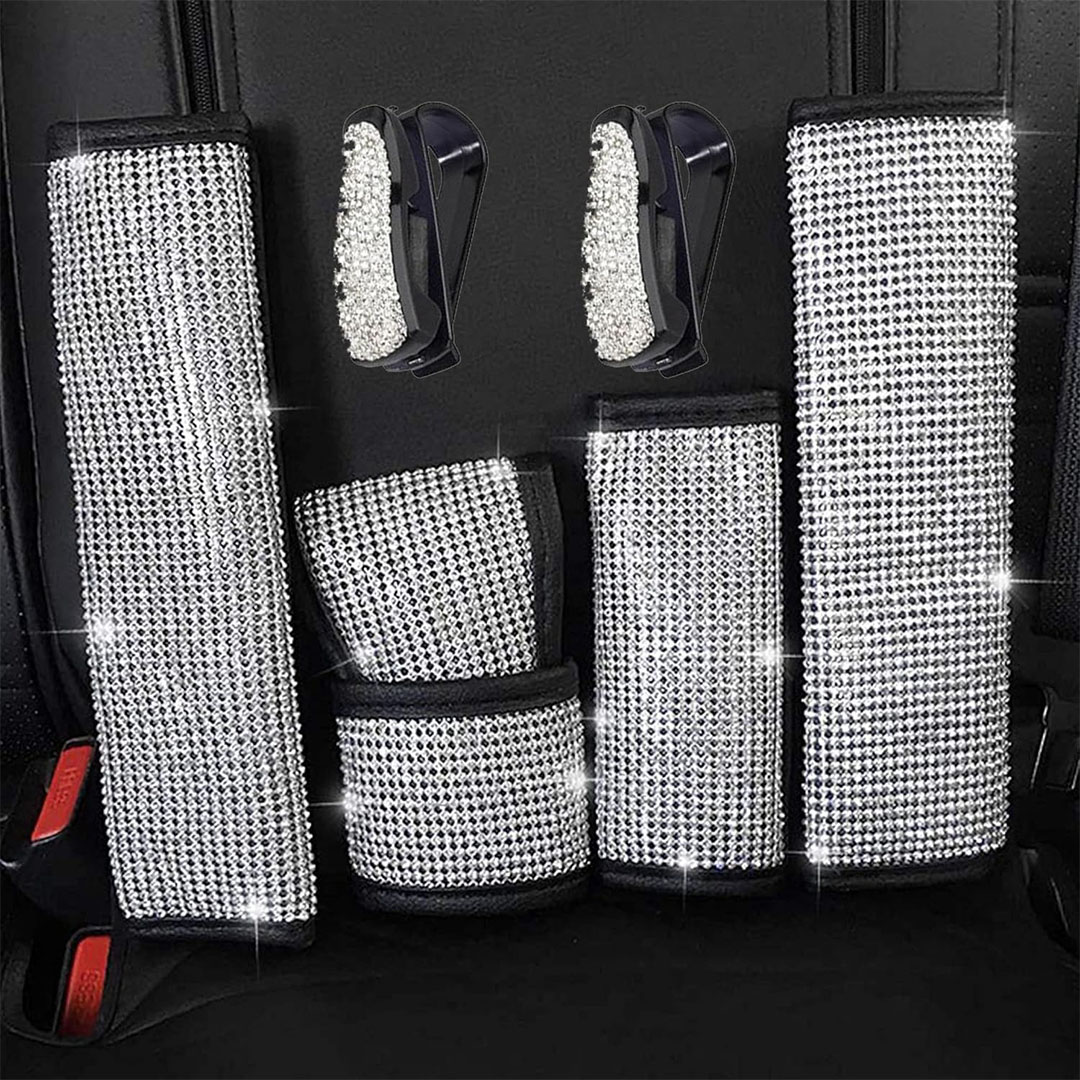 طقم جرابات داخل السيارة - 7 قطع - أسود/فضي