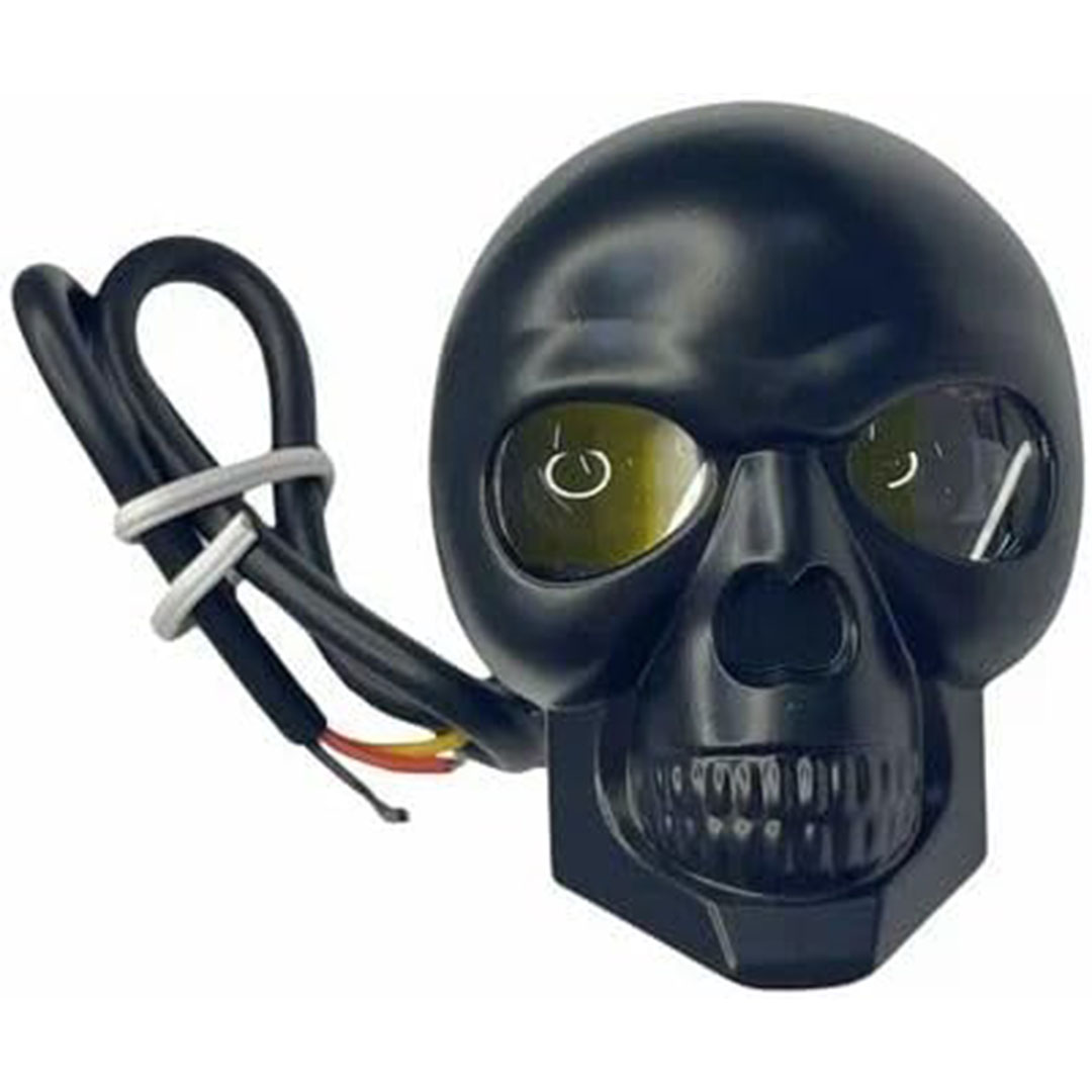 كشاف ضباب LED بتصميم جمجمة بعدستين – ضوء أبيض وأصفر وامض