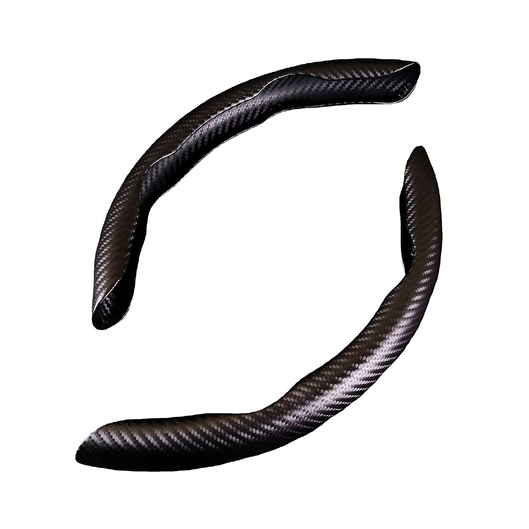 غطاء طارة السيارة ذكي كربون - قطعتين - خامة ممتازة - أسود