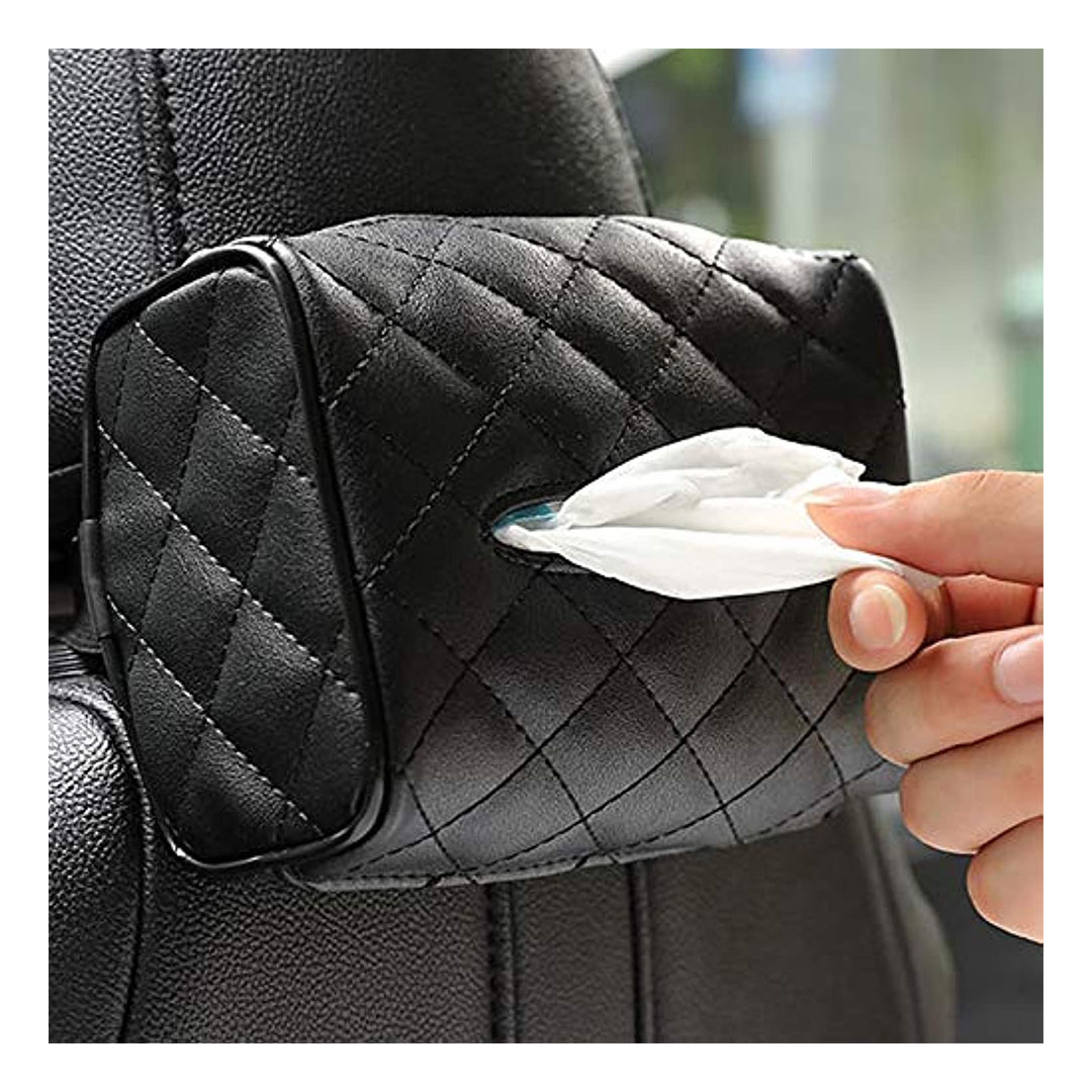 حامل مناديل جلد - اسود