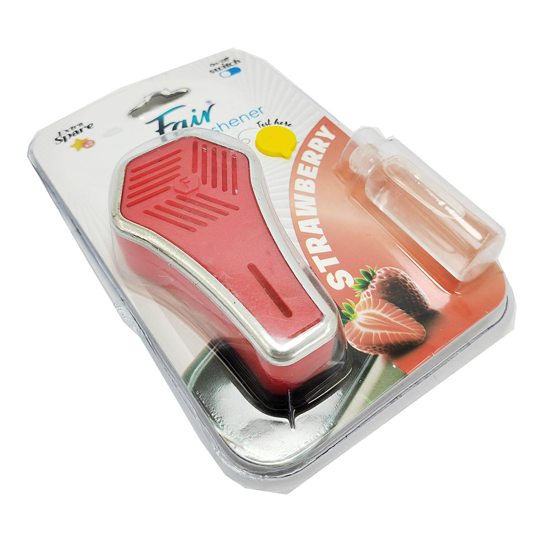 معطر جو للسيارة بمشبك لفتحة التهوية - برائحة الفراولة الحمراء - زجاجة قابلة لإعادة التعبئة