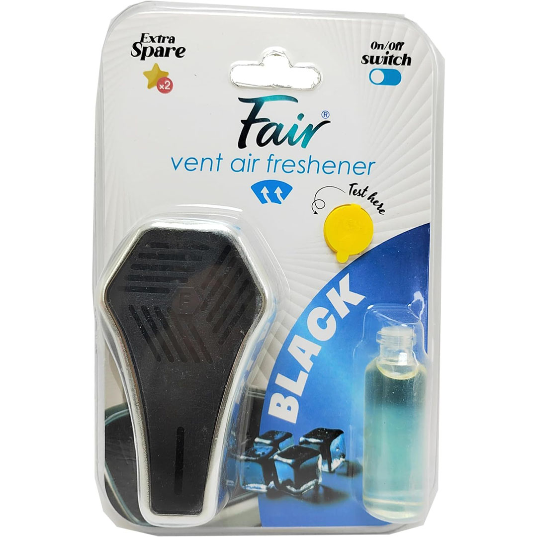 معطر جو للسيارة بمشبك لفتحة التهوية - برائحة الثلج الأسود - زجاجة قابلة لإعادة التعبئة