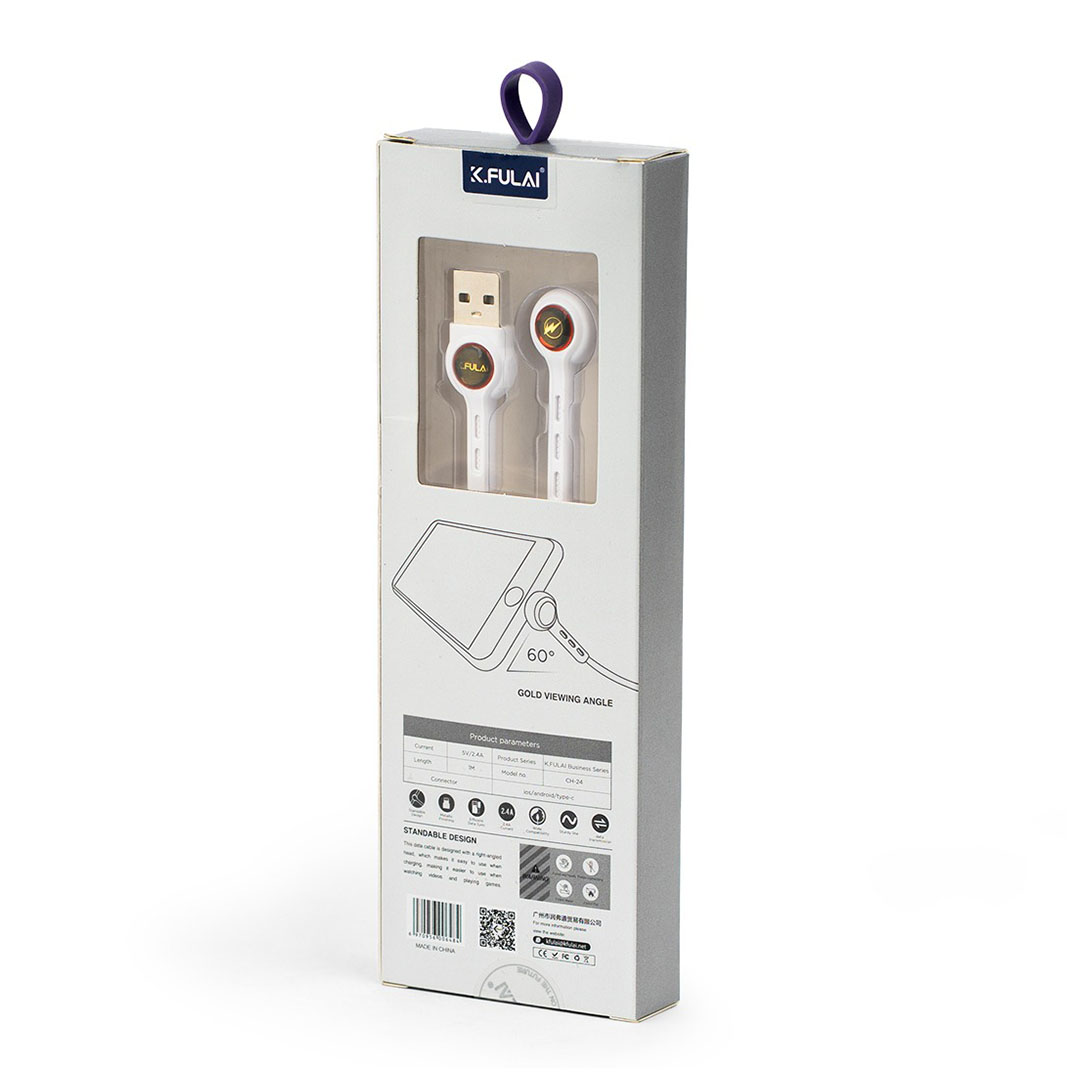 كابل شاحن type C يمكن استخدامه لتثبيت الموبايل - أبيض