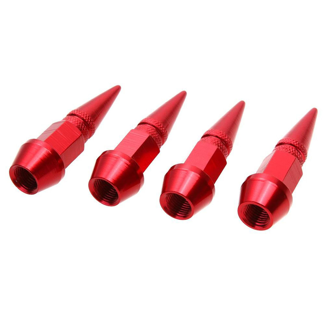 غطاء بلف معدن شكل طلقة - أحمر- 4 قطع