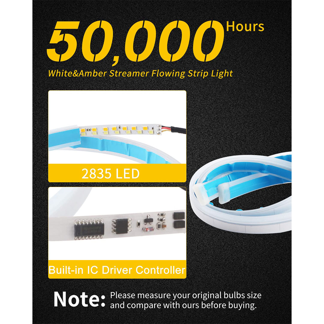 شريط ليد للفانوس الامامي - 45 سم - أبيض / أصفر