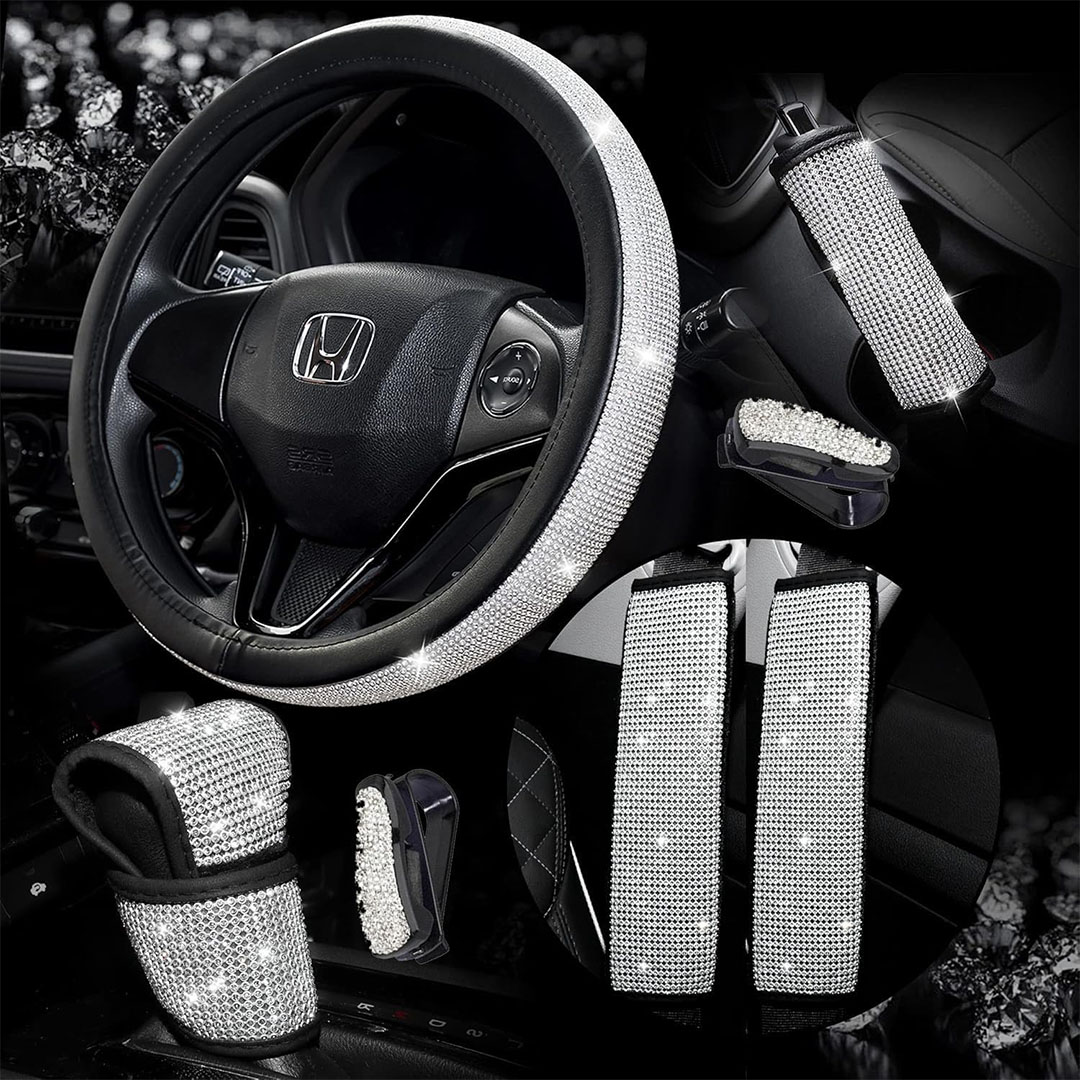 طقم جرابات داخل السيارة - 7 قطع - أسود/فضي