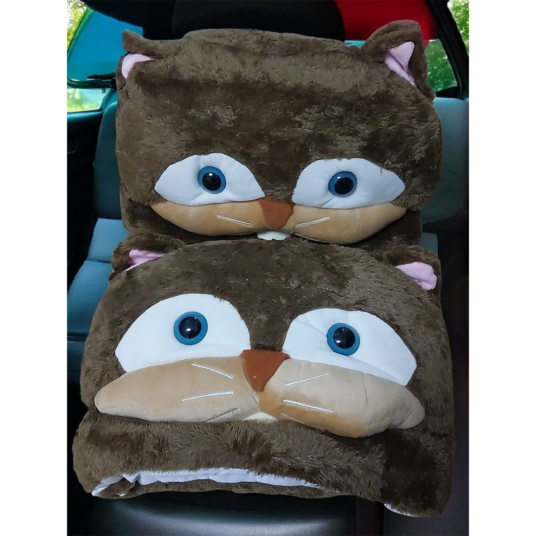 غطاء مسند راس للسياره - قطة - 2 قطعة
