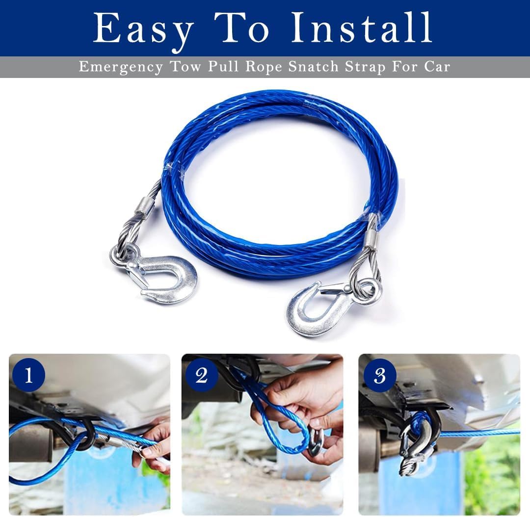 واير سحب سيارة - 4 متر - أزرق