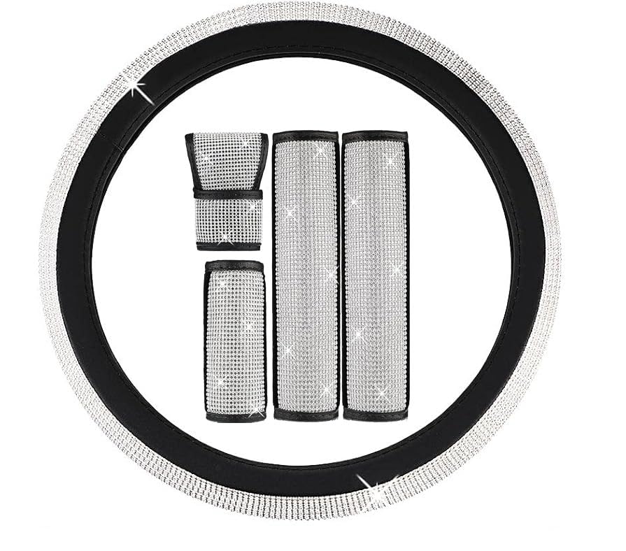 طقم اكسسوارات سيارة استرس - 5 قطع - أسود/فضي