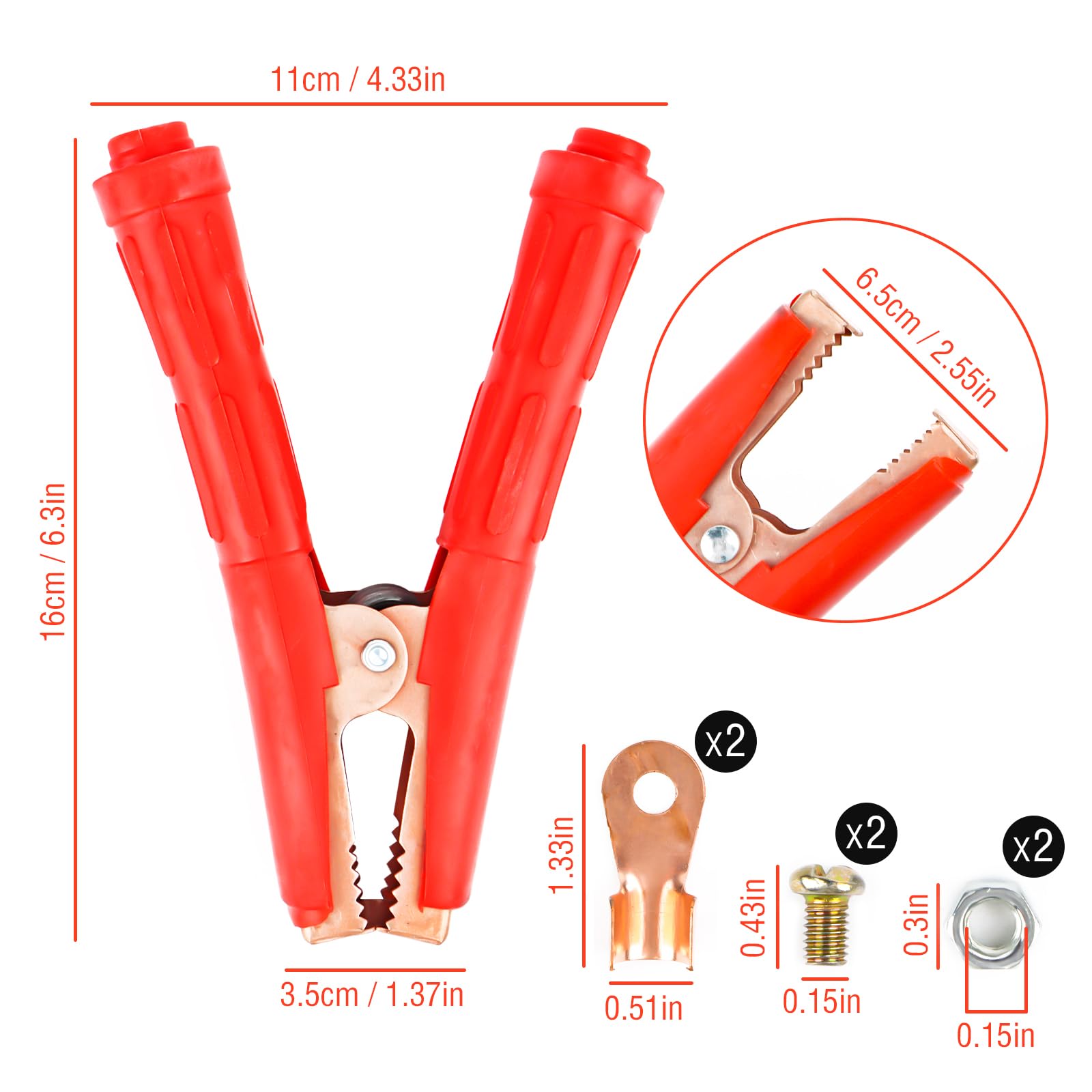 مشابك كابل بطارية من النحاس 500 امبير - 2 مشبك