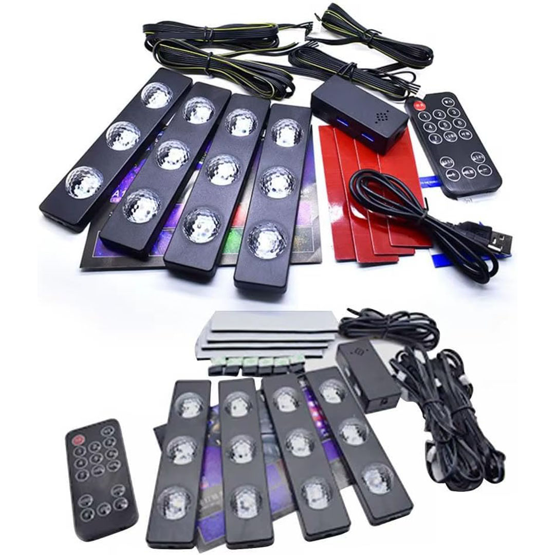 إضاءة LED داخلية للسيارة RGB بمنفذ USB وتحكم لاسلكي + ريموت