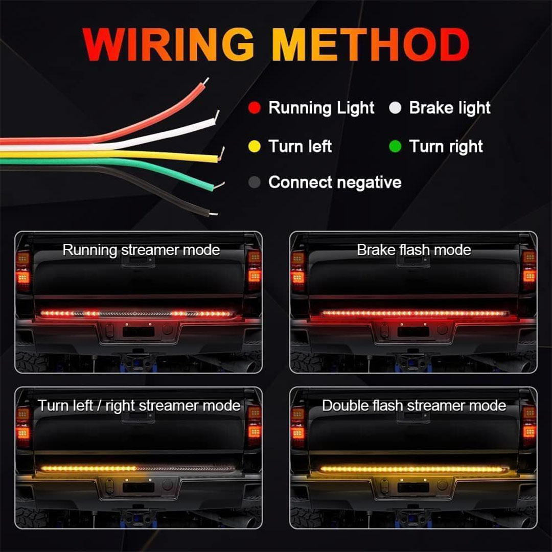 شريط إضاءة خلفي LED للسيارة بإشارة سهمية – 120 سم