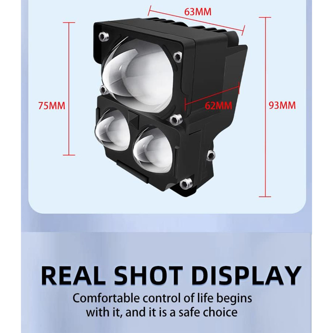 كشاف LED خارجي للموتسيكلات والسيارات بإضاءة مزدوجة (أبيض / أصفر)