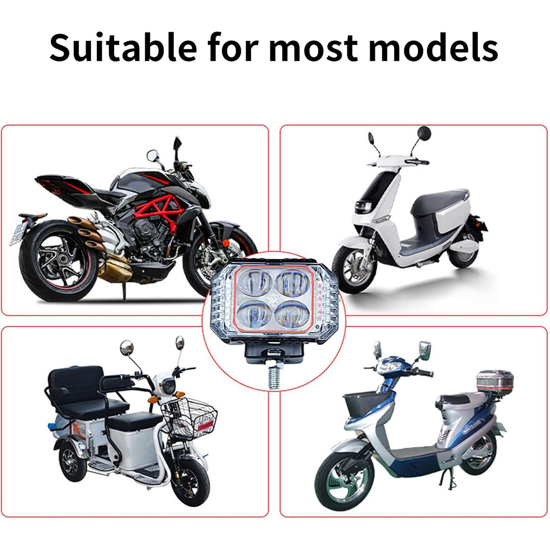 طقم كشاف LED للدراجات النارية - إضاءة قوية مقاومة للماء
