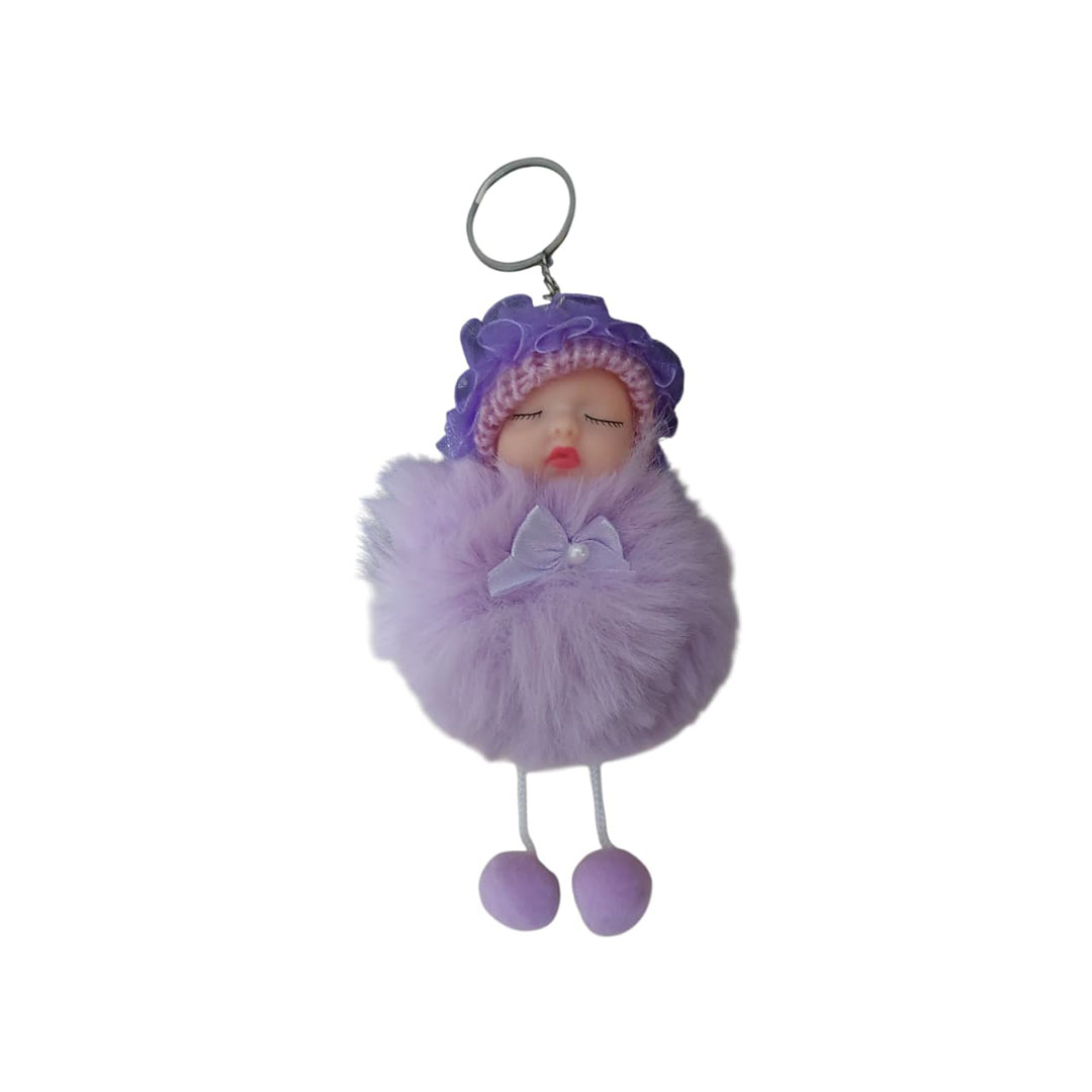 ميدالية مفاتيح بيبي نائمة فرو منفوش