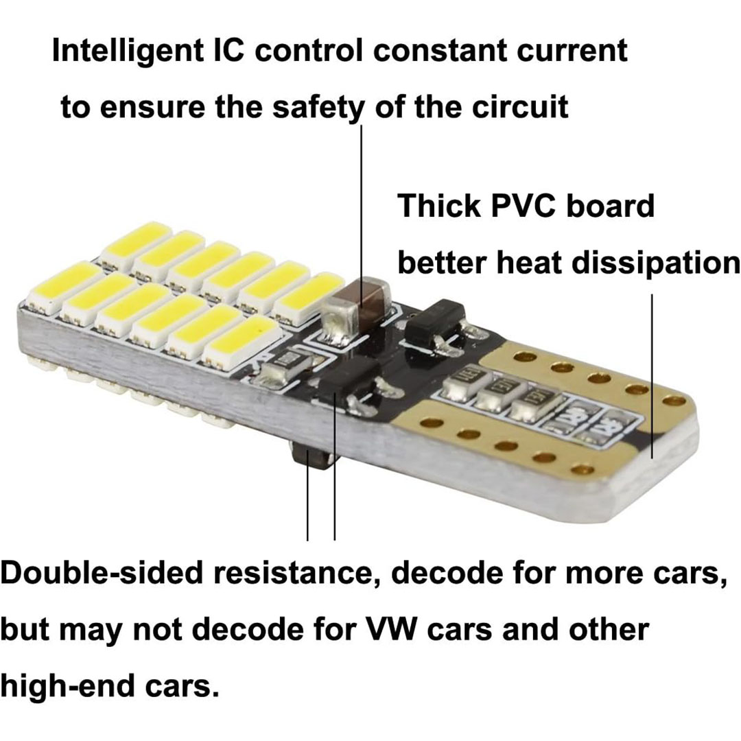 طقم لمبة ليد شريحة - 2 قطعة - 20 ليد - T10