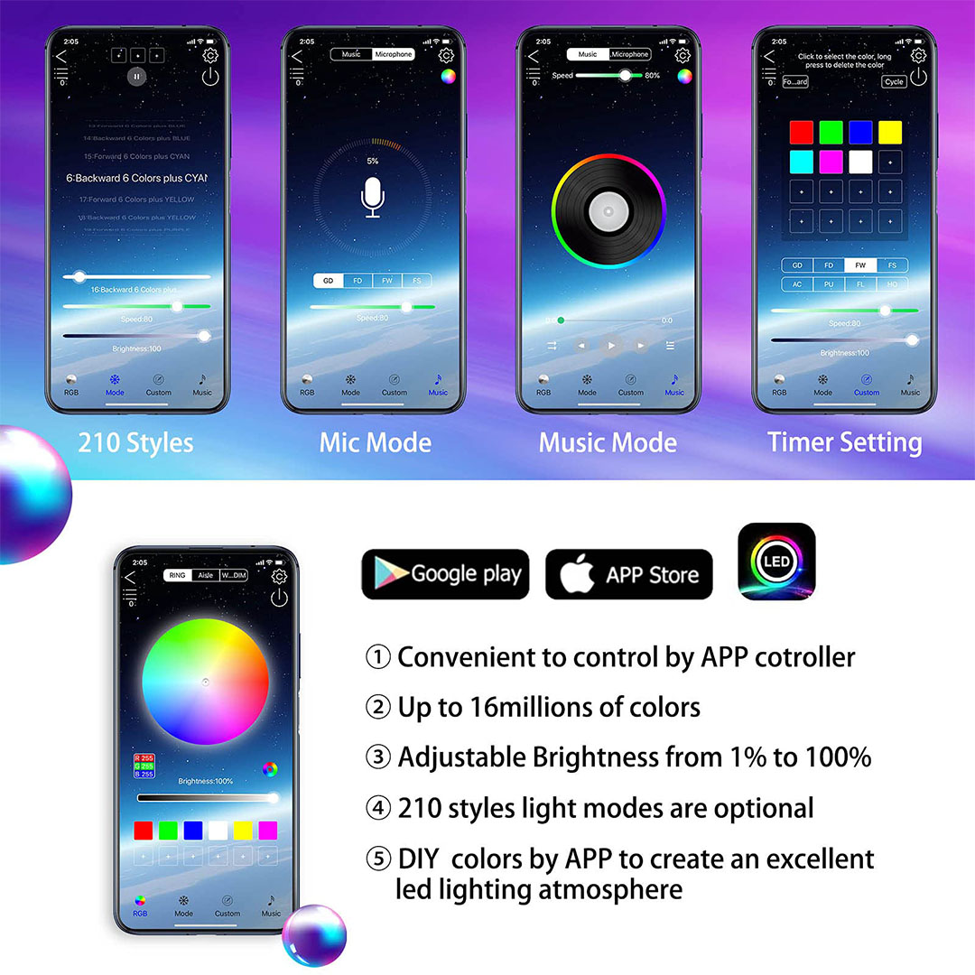 شريط إضاءة LED خارجي للسيارة - متعدد الألوان