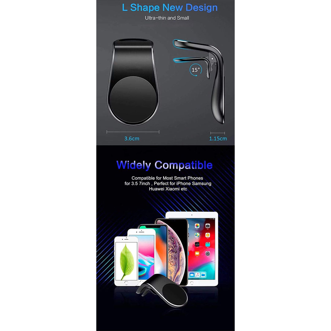 حامل هاتف مغناطيسي - معدن - أسود