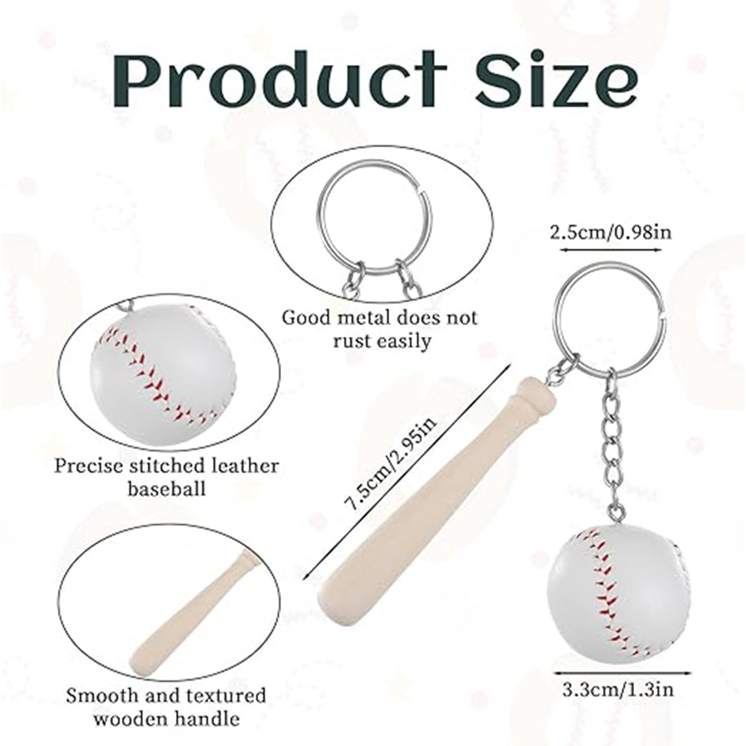 سلسلة مفاتيح كرة البيسبول بالمضرب الجلدي